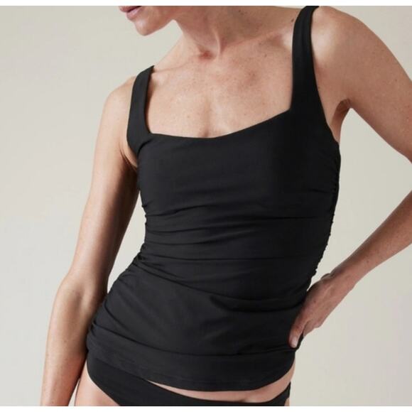 Athleta Other - Athleta Womens Square Neck Bra Cup Tankini Swim Top 40 B/C Black Classic